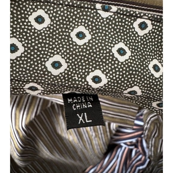 Bugatchi Uomo Men's Dress Shirt Long Sleeves Green Stripe Size XL - Picture 6 of 8